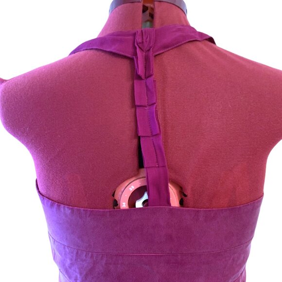 MAISON - Short Pink silk Dress - Illusion Neckline - Plegged type skirt - Large - Picture 3 of 8